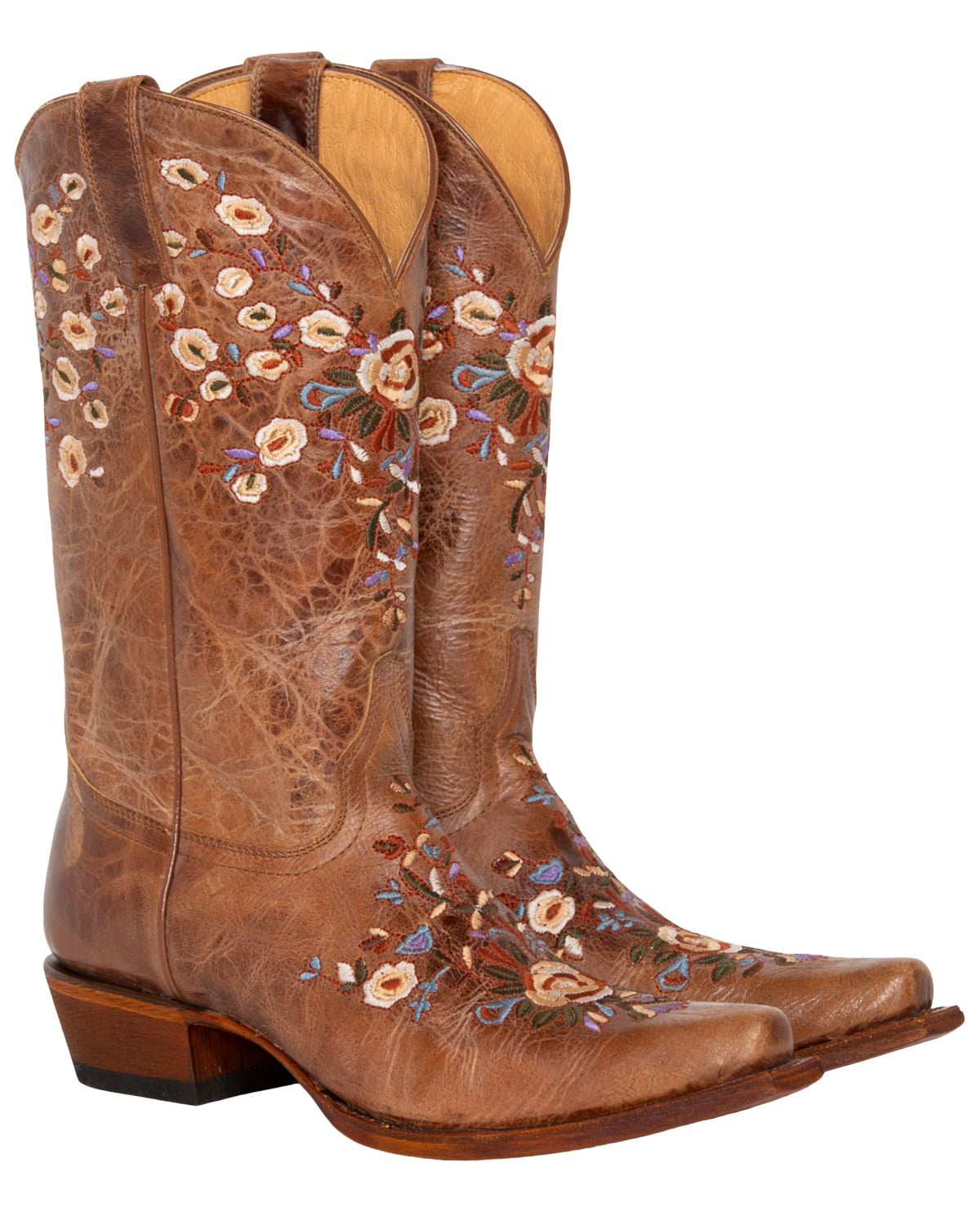 Shyanne Women s Maisie Floral Embroidered Cowboy Leather Boot Snip