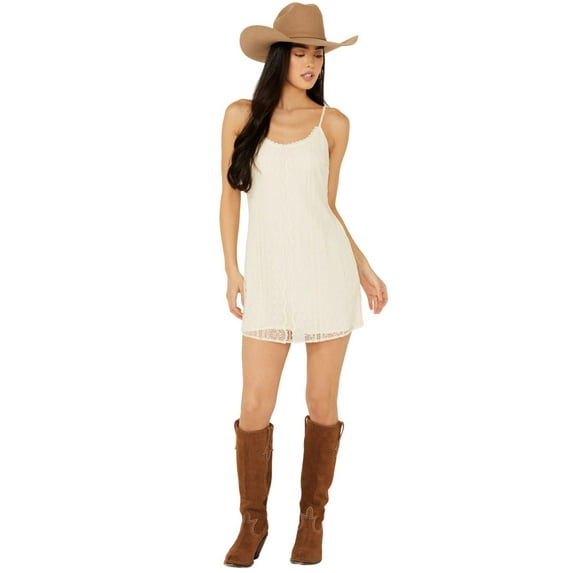 Shyanne Women's Nylon Lace Mini Slip Dress - SWSP24D76-CRM X- US