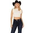 thumbnail image 1 of Shyanne Women's Ruffle Sleeve Ribbed Cropped Top Cream X-  US, 1 of 4