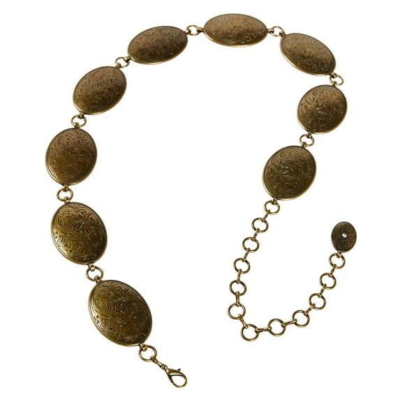 Shyanne Women's Rust Copper Oval Floral Scroll Concho Chain Belt - SASU22BT8 Medium