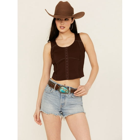 Shyanne Women's Sedona Turquoise Stone Buckle Whipstitch Leather Belt - SASU24BT2-BN