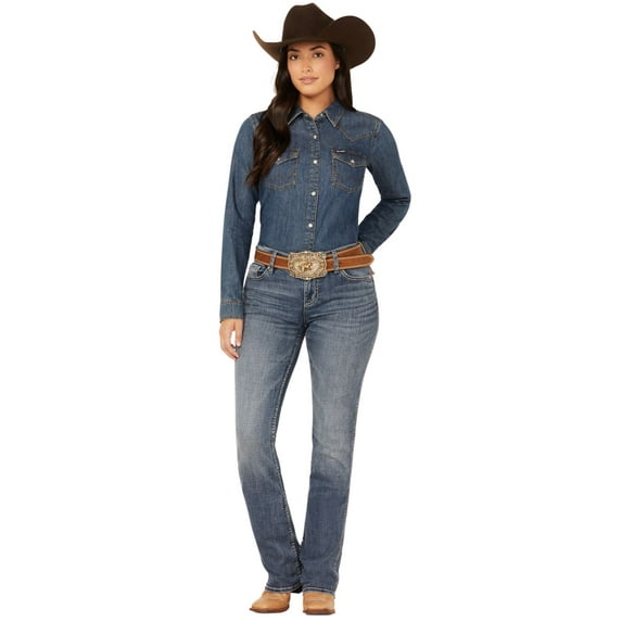 Shyanne Women's Shay Mid Rise Bootcut Performance Stretch Denim Jeans - SRFA23J38-MDW 26W x 36L