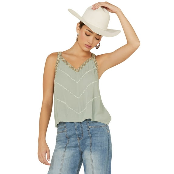 Shyanne Women's Southwestern Embroidered V-Neck Slate Cami Slate US