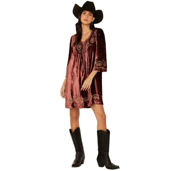 Shyanne Women's Velvet Beaded Mini Dress - SWHO23D41 X- US