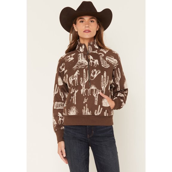 Shyanne Women's Women'S Kate Conversation Print 1/2 Zip Pullover - SRFA26K4-MHGY Medium US