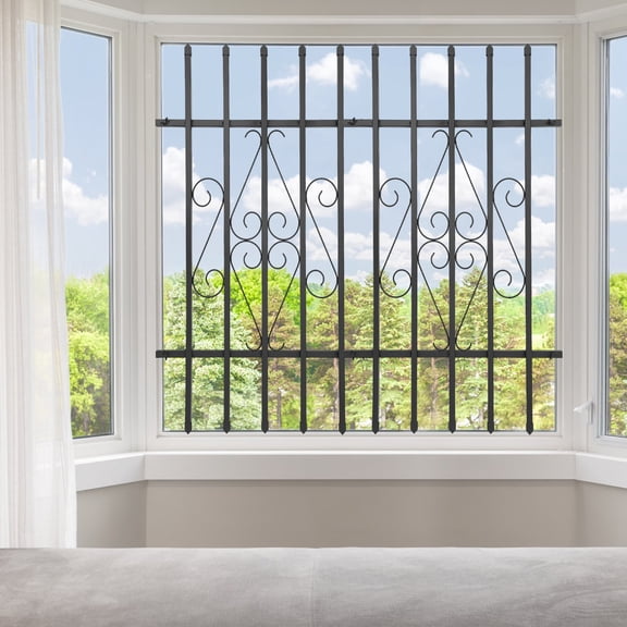 Shzicmy 2 PCS Black Window Bar Guard Window Security Bars Sturdy Window Guard For Home