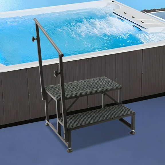 Shzicmy 2- Step Ladder, Porch Steps with Handrails, Swimming Pool Ladder Above Ground