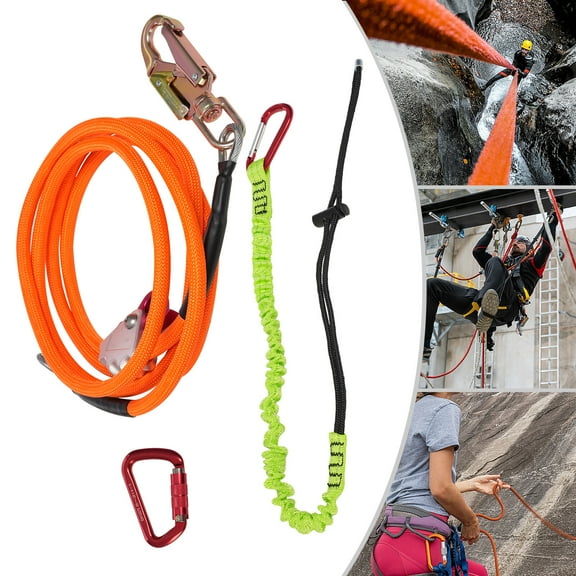 Shzicmy 20kn Flip Line, Steel Wire Core Flipline Kit, Tree Climbing Lanyard 3.66m/12ft