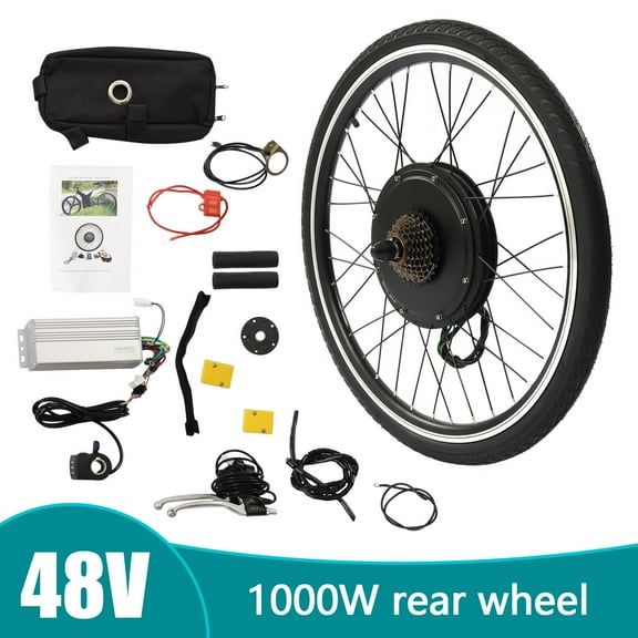 Shzicmy 26" Rear Wheel 48V 1000W Electric Bicycle Dual Mode Controller E-Bike Conversion Kit Hub for Motor Cycling