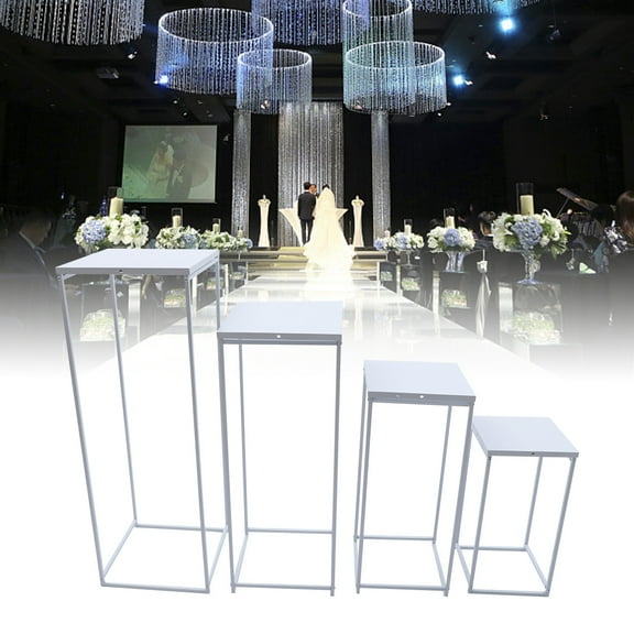 Shzicmy 4-Piece Metal Flower Rack Stand Set - Geometric Column for Weddings & Events