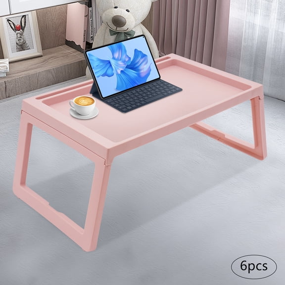Shzicmy 6 PCS Lap Desks, Pink, Anti-slip Design, Folding Table Tray with Raised Edge for Laptop