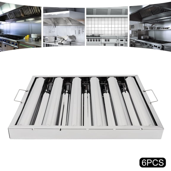 Shzicmy 6PCS 19.5"x15.5" Stainless Steel Hood Grease Commercial Exhaust Filter Baffle