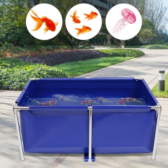 Shzicmy Canvas Fish Pond Aquarium Fish Water Tank Lobster Breeding Pond W/Drain Valve