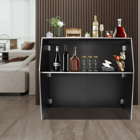 Shzicmy Portable Bar Cabinet Foldable Bar Portable Event Bar Rectangular Freestanding