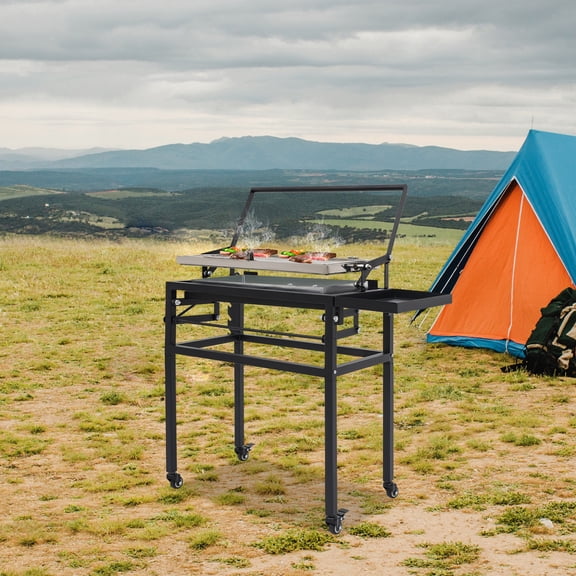 Shzicmy Portable Charcoal Flip Grill for BBQ, Modern Barbecue Grill for Outdoor Camping