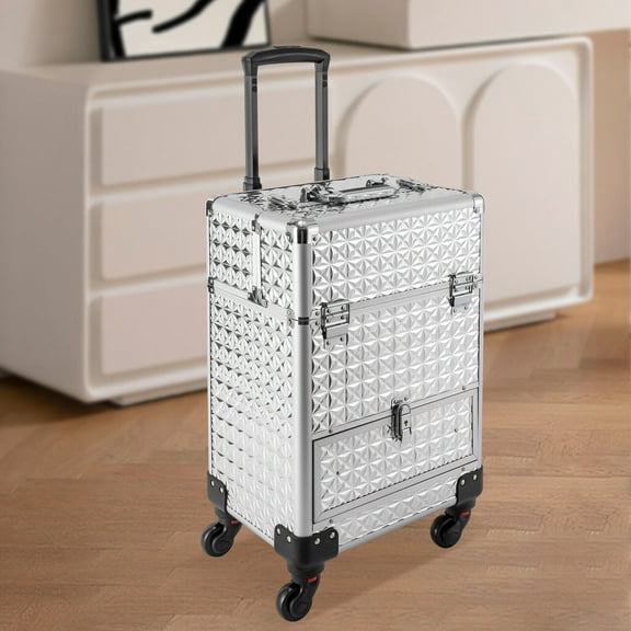 Shzicmy Rolling Makeup Train Case Professional Cosmetic Trolley Makeup Storage Organizer