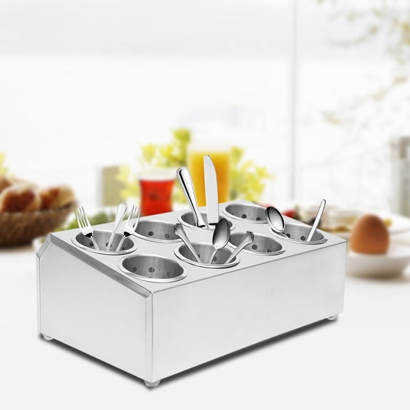 Shzicmy Stainless Steel Flatware Holder with 8 Compartments for Home & Restaurant
