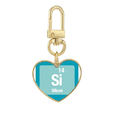 thumbnail image 1 of Si Silicon Checal Element Science Gold Heart Keychain Metal Keyring Holder, 1 of 3
