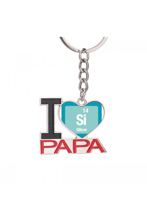 Si Silicon Checal Element Science Keychain Metal Keyring Holder Love PAPA Father