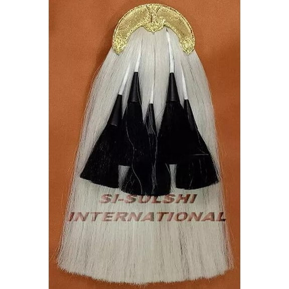 Si-Sylshi International Horse Hair Brush with Gold Crown, White and Black