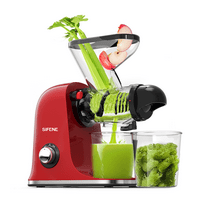 SiFENE Masticating Juicer Machine, Compact Slow Juicer - 100W, Easy Clean - Red