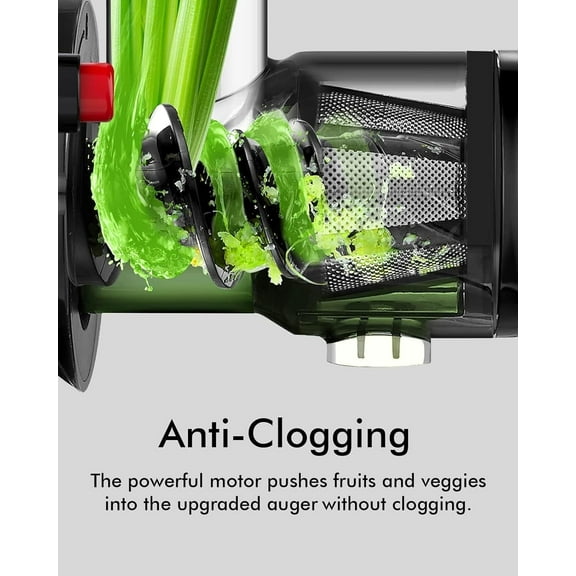 SiFENE Cold Press Juicer Machine, Compact Single Serve Slow Masticating Juicer, Vegetable and Fruit Juice Extractor Maker Squeezer, Easy to Clean, Non-BPA, Drak Grey