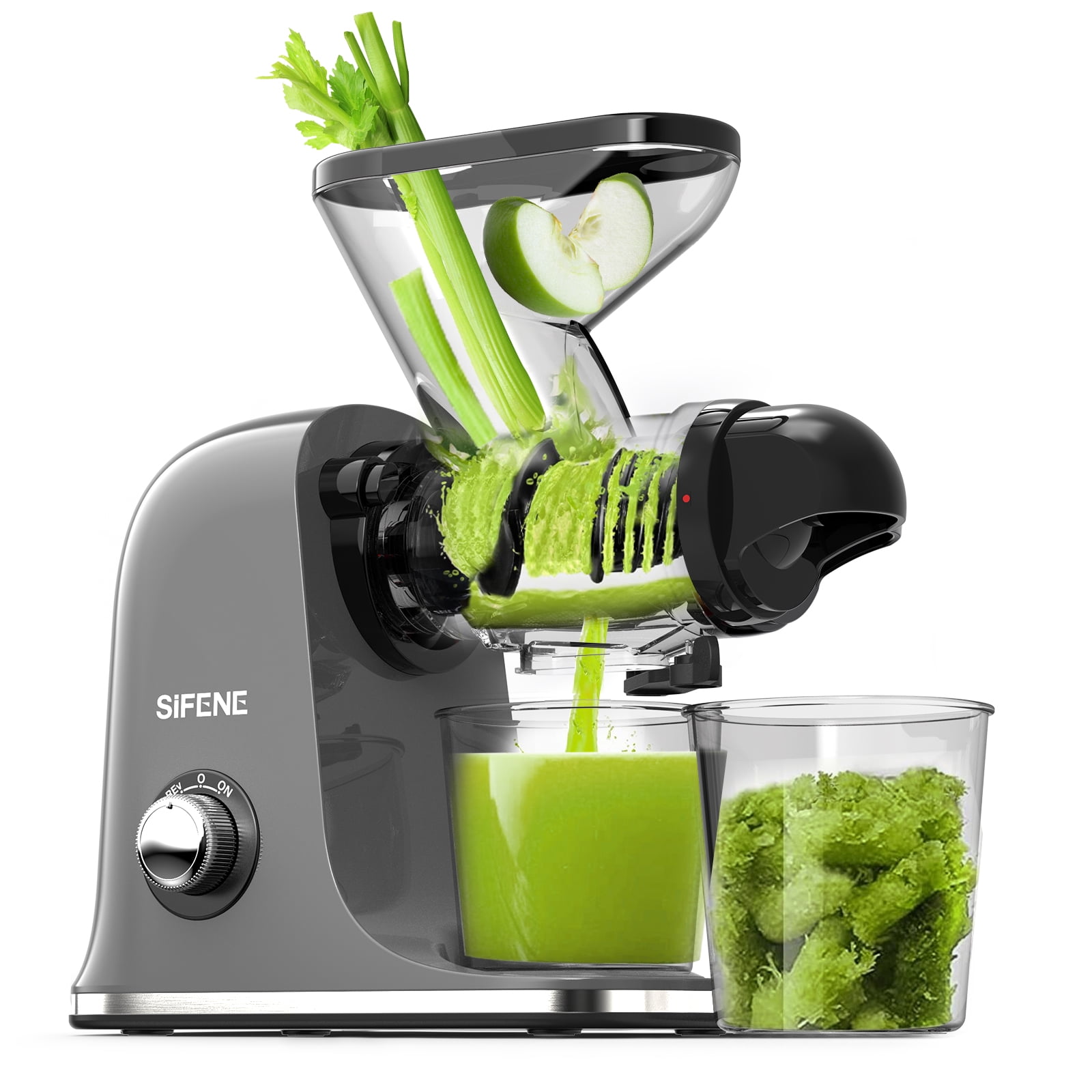 SiFENE Cold Press Juicer Machine, Dual Feed Chute Slow Masticating ...