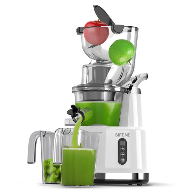 SIFENE 250W Slow Juicer, Quiet 200W DC Motor, Cold Press, 83mm Wide