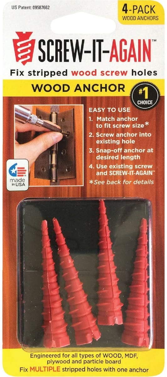 Screw-It-Again #2 to #16 Thread x 2 In. Red Plastic Wood Anchor (4 Ct.) SIA-4PK