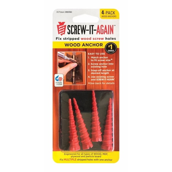 Screw-it-Again Polypropylene Hex Head Wood Anchor 4 Count 1/4 in. D X 1 in. L