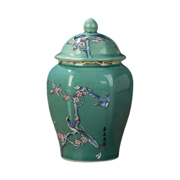 SiaBiced Ceramic Ginger Jar Asian Ginger Jar Chinese Gift Vintage with Lid Vase for Table
