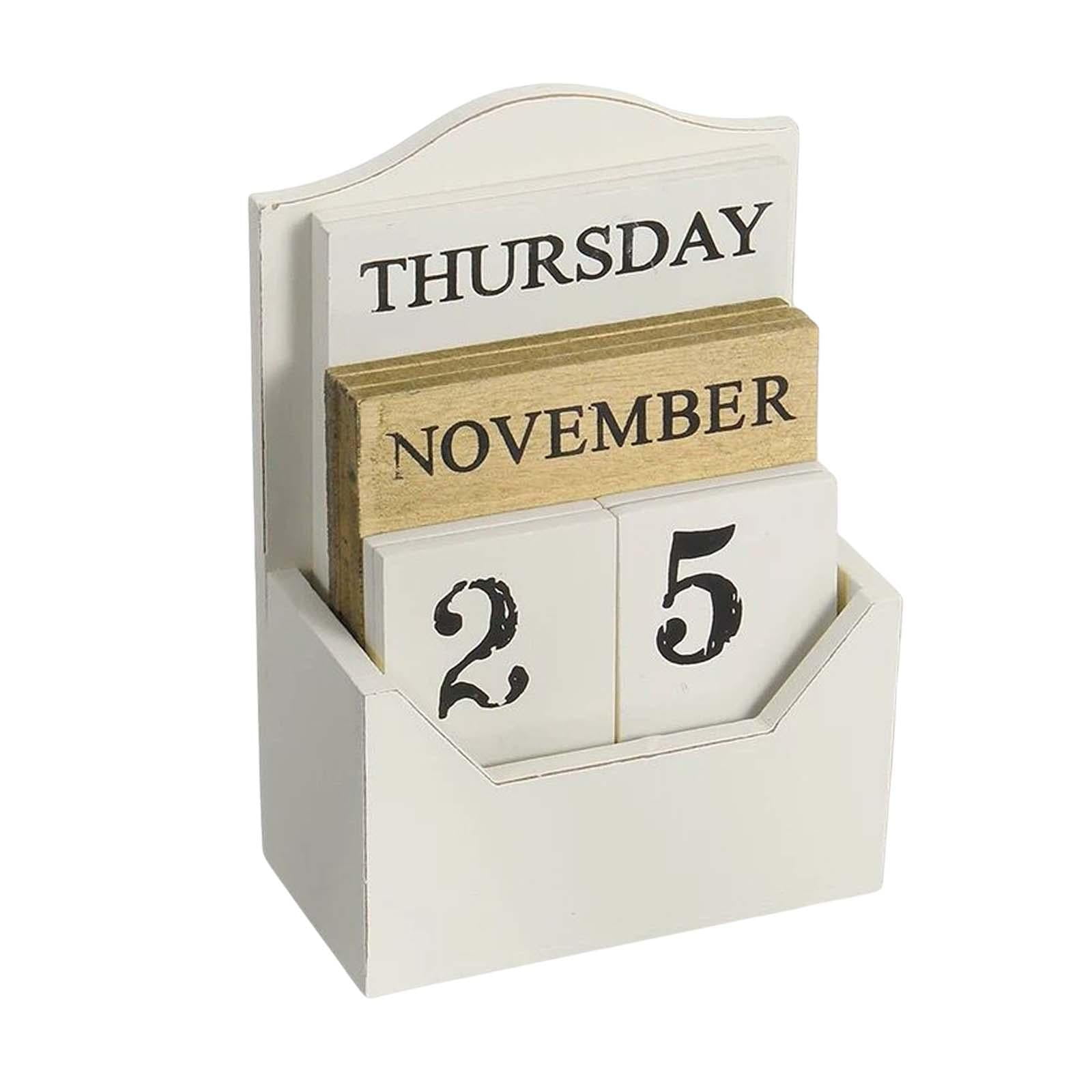 SiaBiced Classic Perpetual Calendar Blocks Decoration Stylish Decor Reusable Tabletop For White