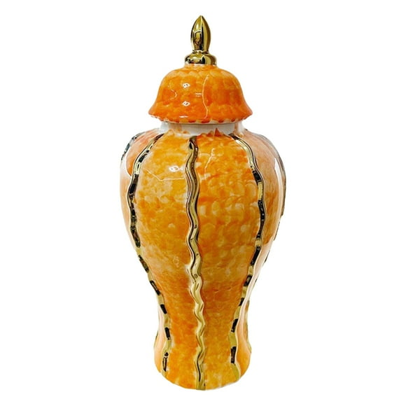 SiaBiced Porcelain Ginger Jar Ceramic Vase Chinese Vase Tea Canister Storage Jar with Lid 18cmx18cmx36cm