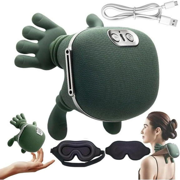 Siaasoo Neck Massager Real Hands Massager Shiatsu Deep Tissue Electric Neck and Shoulder Massager, Back and Upper Body Muscle Relaxation, Rechargeable USB-C Kneading Massage Pillow for Pain Relief