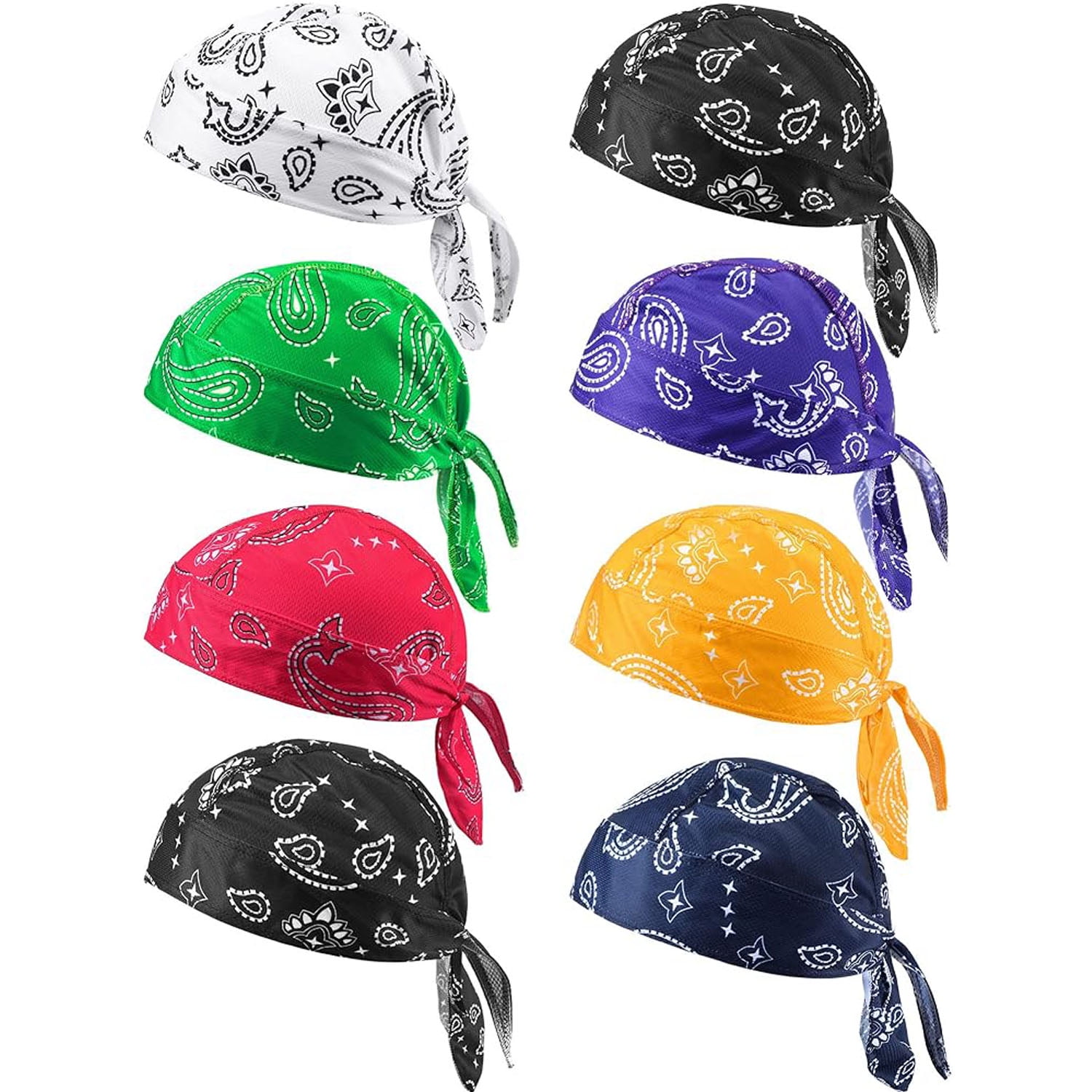 Motorcycle Dew Rag Pattern Siabmc 8 Pack Do Rags Cycling Caps Helmet Liner Doo Rag Motorcycle ...
