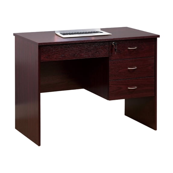 Sial Laptop Desk, 4 Drawers, 40 Inch, Mahogany Brown Composite Board