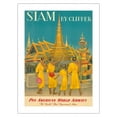 thumbnail image 1 of Siam (Thailand) by Clipper - Pan American World Airways - Vintage Airline Travel Poster by Charles Baskerville c.1950s - Fine Art Matte Paper Print (Unframed) 18x24in, 1 of 4