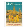 thumbnail image 1 of Siam (Thailand) by Clipper - Pan American World Airways - Vintage Airline Travel Poster by Charles Baskerville c.1950s - Fine Art Rolled Canvas Print 27in x 40in, 1 of 4