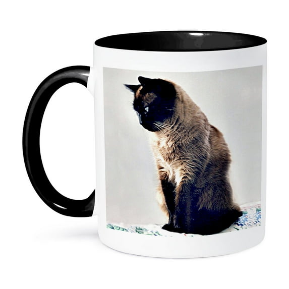 3dRose, Siamese Cat, 15oz Two-Tone Black Mug