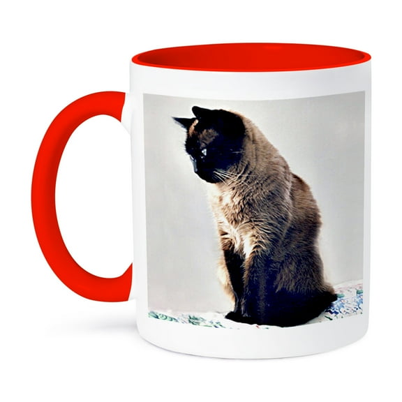 3dRose, Siamese Cat, 15oz Two-Tone Red Mug