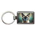 thumbnail image 1 of Siamese Cat Abstract Stylized Art Metal Rectangle Keychain, 1 of 7