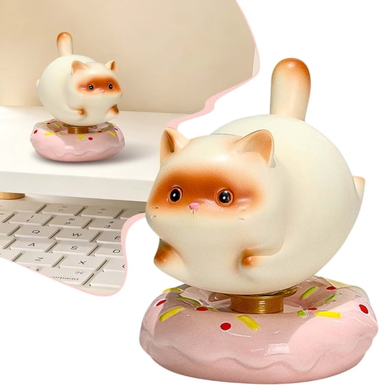 Siamese Cat Donut Spinning Figurine Adorable Rotating Desk Decor Cute Stress Relief Statue For Workspace