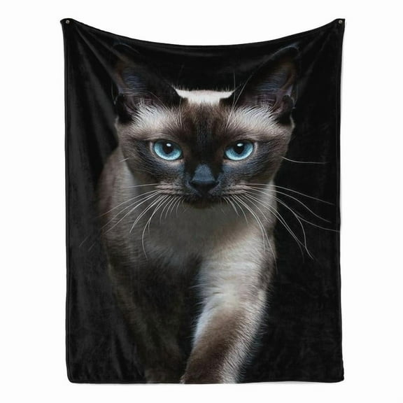 Siamese Cat Flannel Throw Blanket - Cozy Soft Warm Plaid for Cat Lovers, Kids, Teens & Adults, Perfect Gift for Birthday Christmas Holiday, Bed Sofa Living Room Decor
