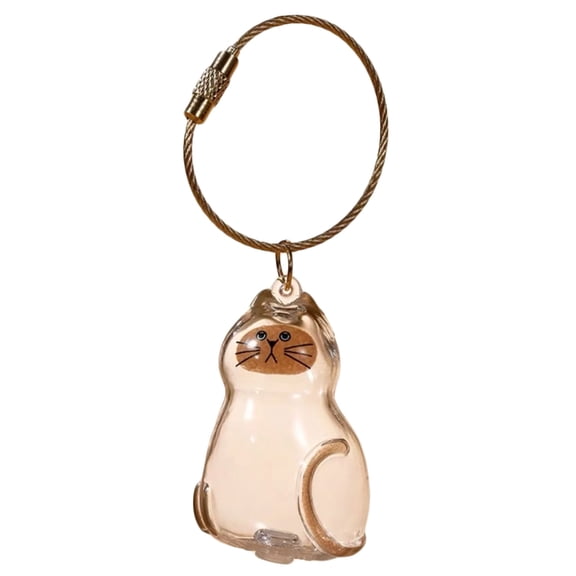 Siamese Cat Hair Keepsake Keychain Transparent Pet Fur Memorial Storage Box, Decorative Pendant, Memorial Keychain