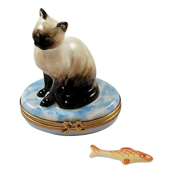 Siamese Cat Limoges Box for Cat Lovers Limoges Box Porcelain Figurine
