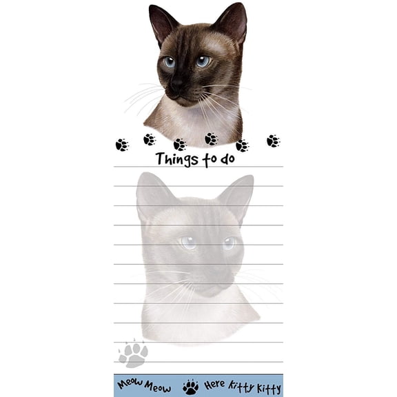 "Siamese Cat Magnetic List Pads" Uniquely Shaped Sticky Notepad