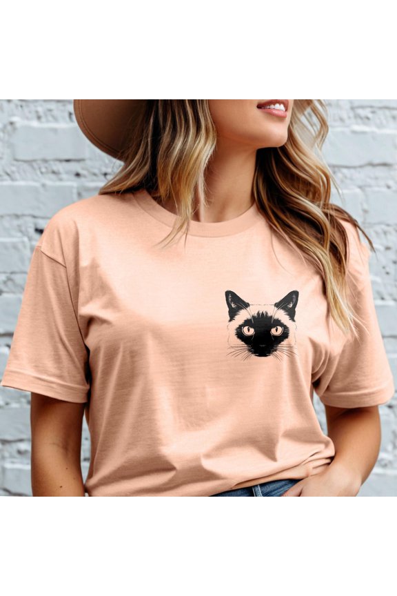 Siamese Cat Mom TShirt Minimalist Peeking Cat Tee Pet Lover Gift