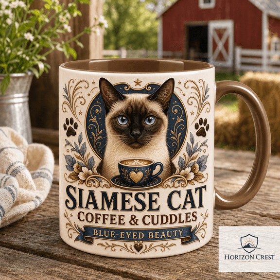 Siamese Cat Mug Blue-Eyed Coffee Lover Gift for Cat Moms, Cat Dads & Siamese Fans