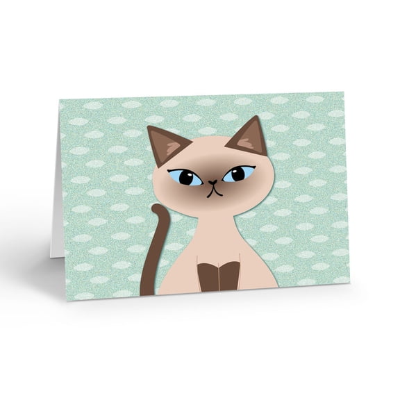 Siamese Cat Note Cards for Correspondence - 10 Note Cards with Envelopes - Cat -