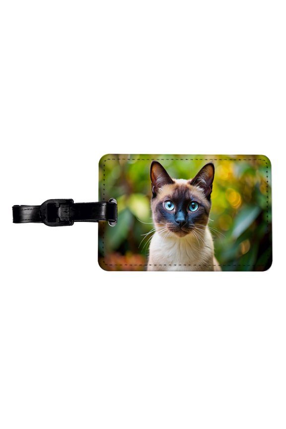 Siamese Cat Photo Faux Leather Travel Luggage Tag